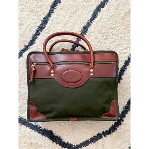 Orvis Carry-on Luggage Briefcase Green Canvas and Leather